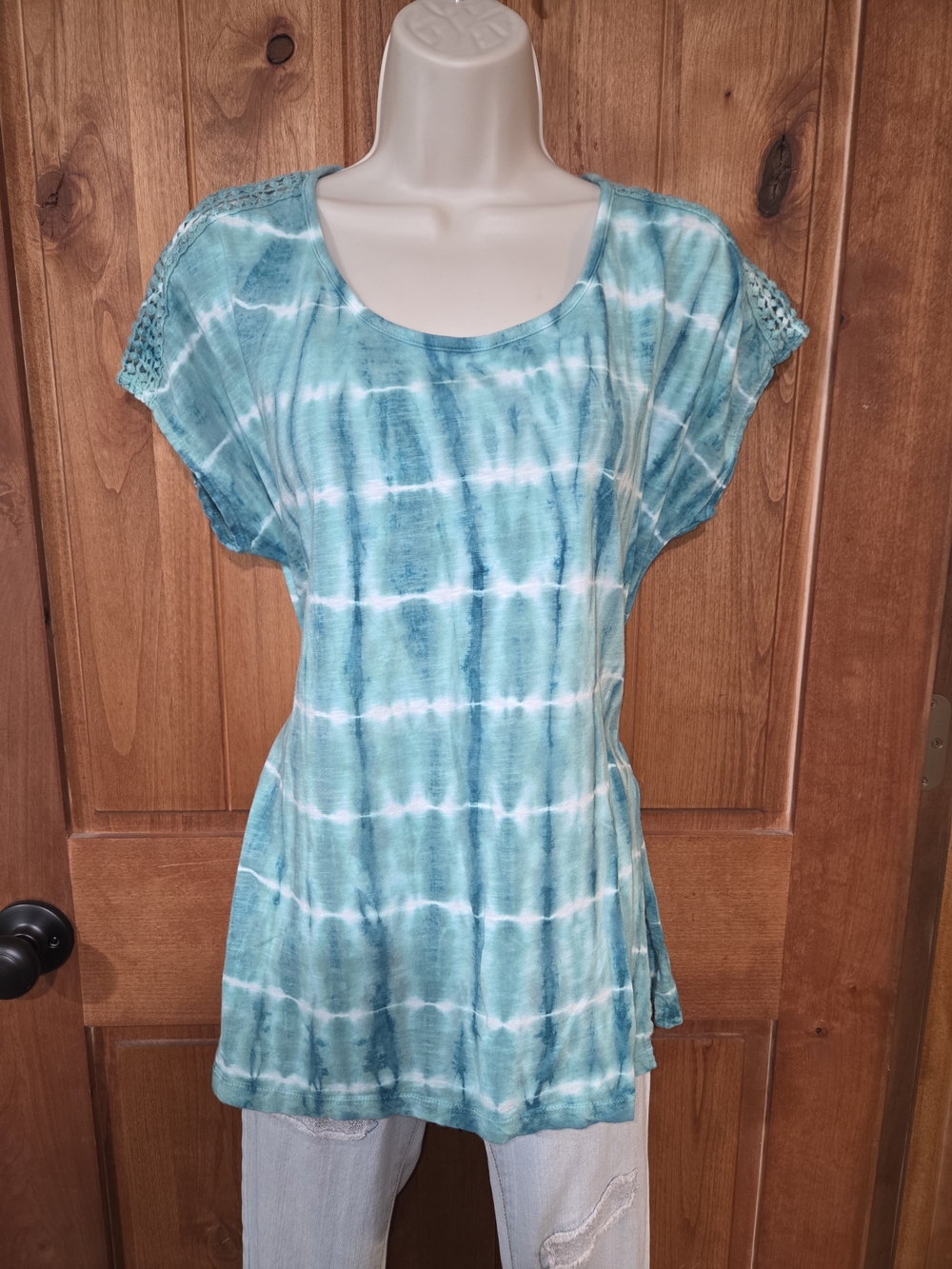 Ruff Hewn Teal Tie-Dye Short‎ Sleeve Top